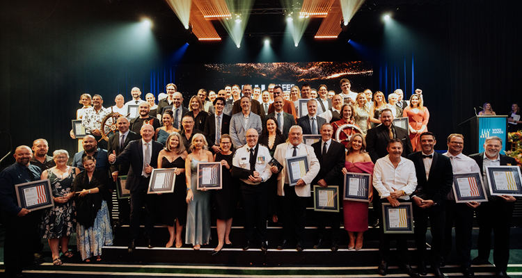 The 2024 WAFES Awards finalists are congratulated by Emergency Services Minister Stephen Dawson and Fire and Emergency Services Commissioner Darren Klemm AFSM.