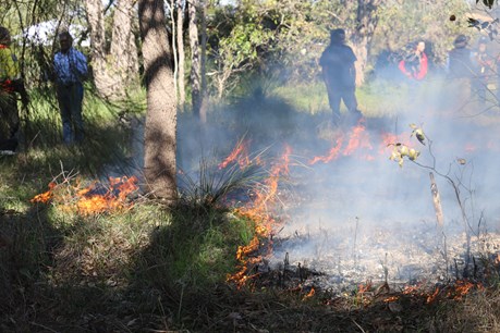 participants yarn during the burn on Monday afternoon