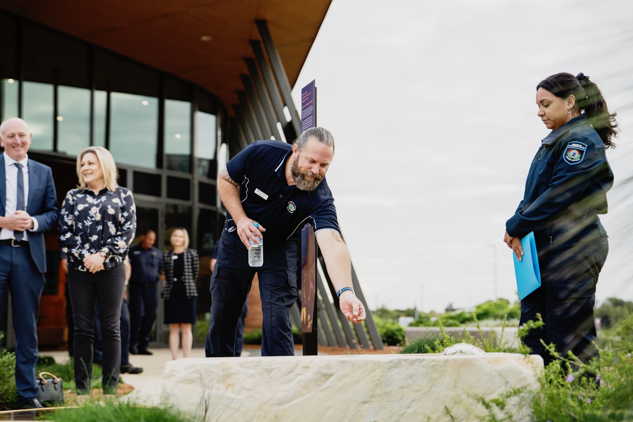 Dee-Anne and Ryan taking part in a Water Blessing ceremony